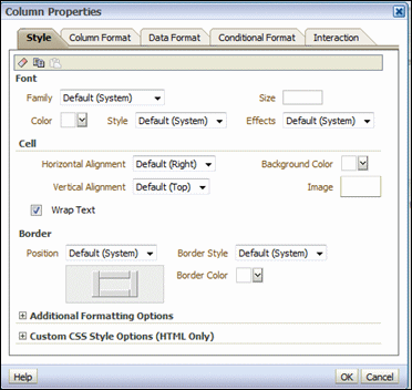 Column Properties Dialog Box
